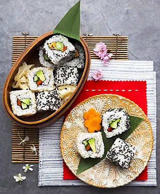 Vegetable Sushi Bento with Uramaki