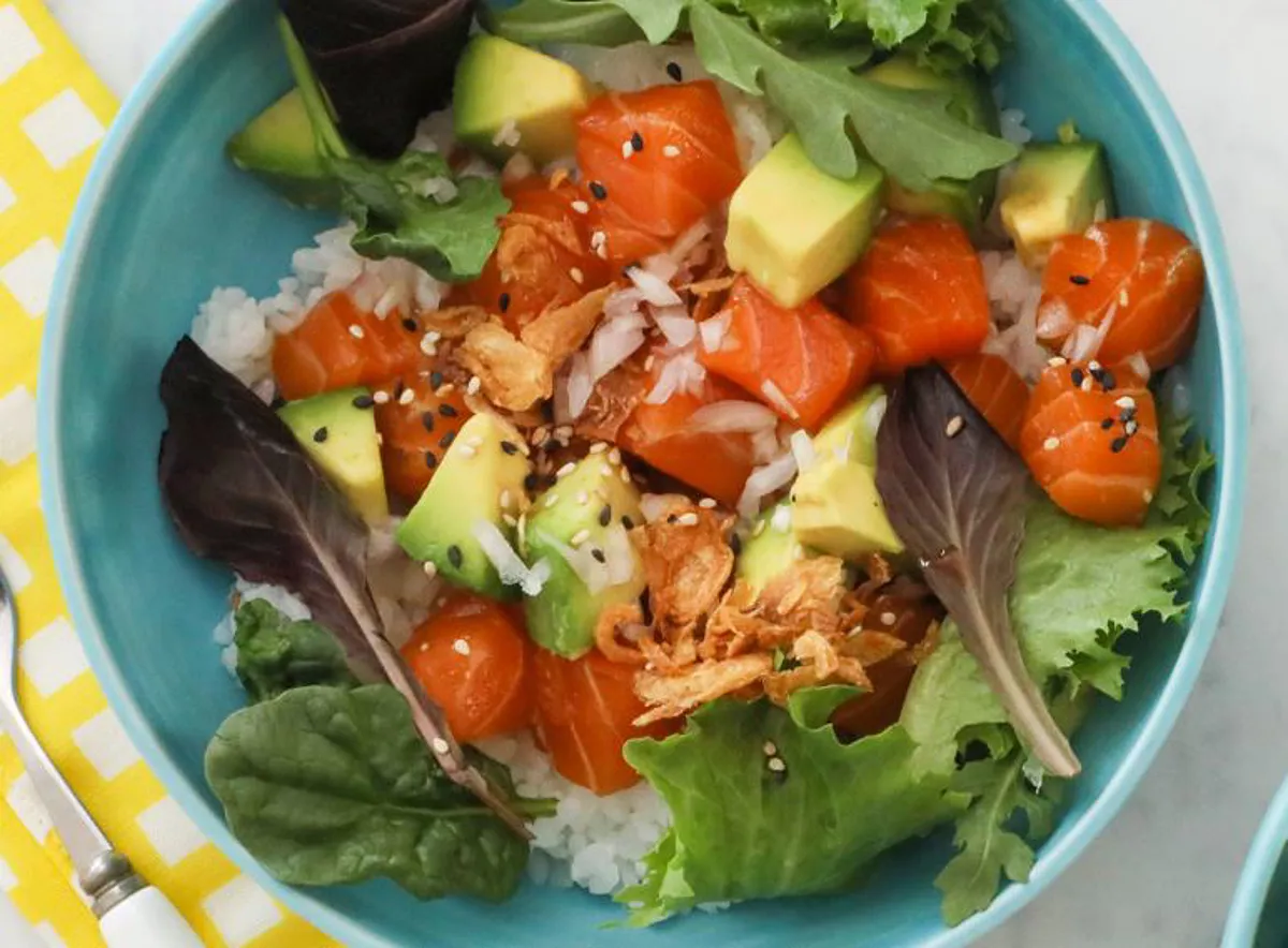 Salmon Poke Hawaiian Sushi Rice Bowl