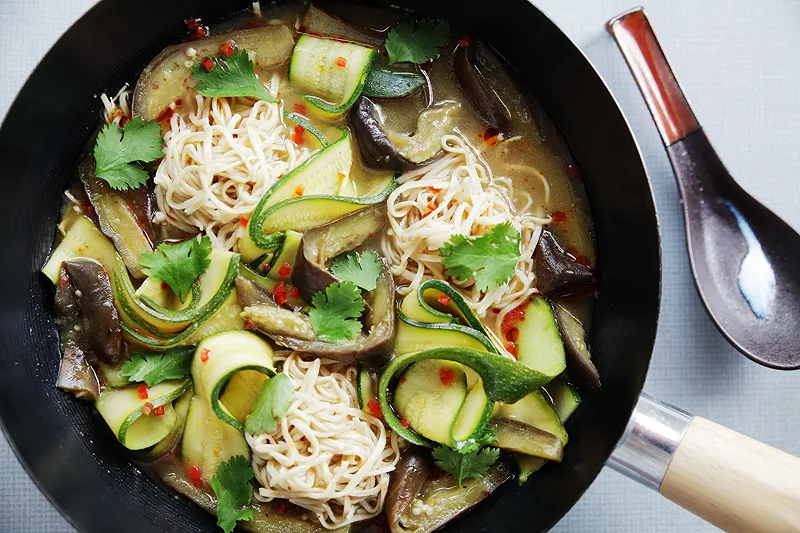Ching's Hot & Sour Aubergine & Courgette Soybean Noodles