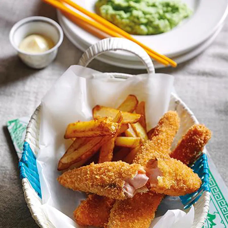 Japanese Style Fish & Edamame Mash + Chips