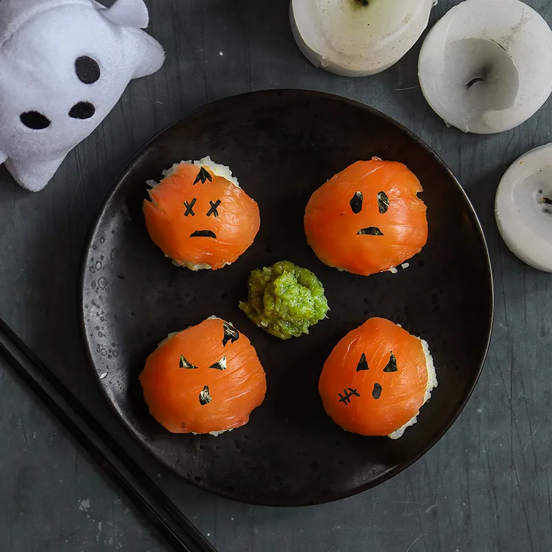Halloween Salmon Sushi Balls
