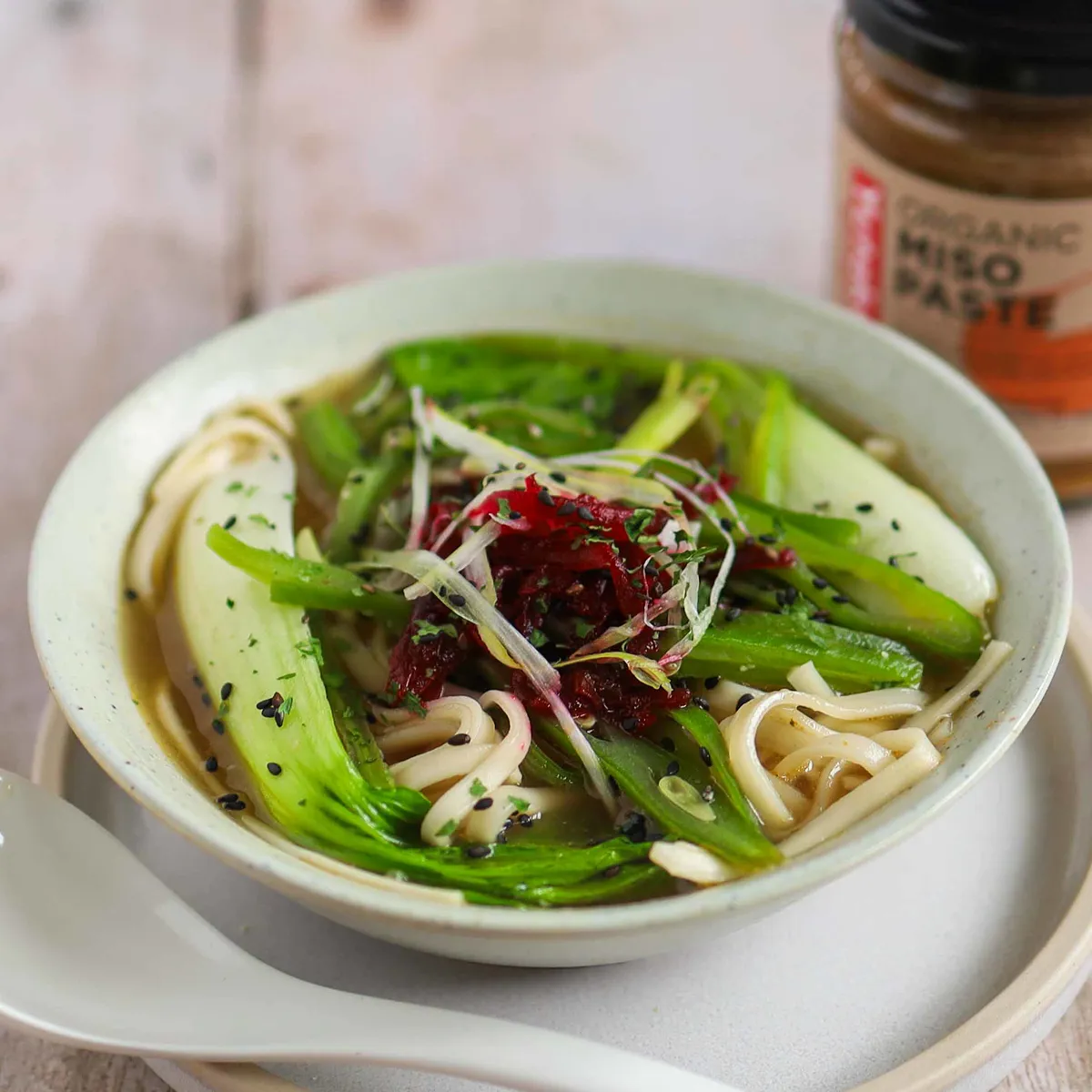 Miso Greens Noodle Pot