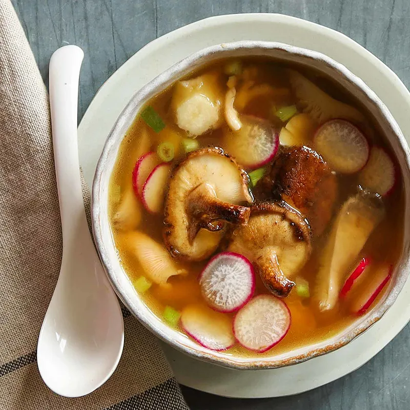 Shiitake Mushrooms and Silken Tofu Miso soup