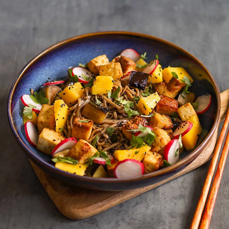 Soba Noodles with Mango and Aubergine
