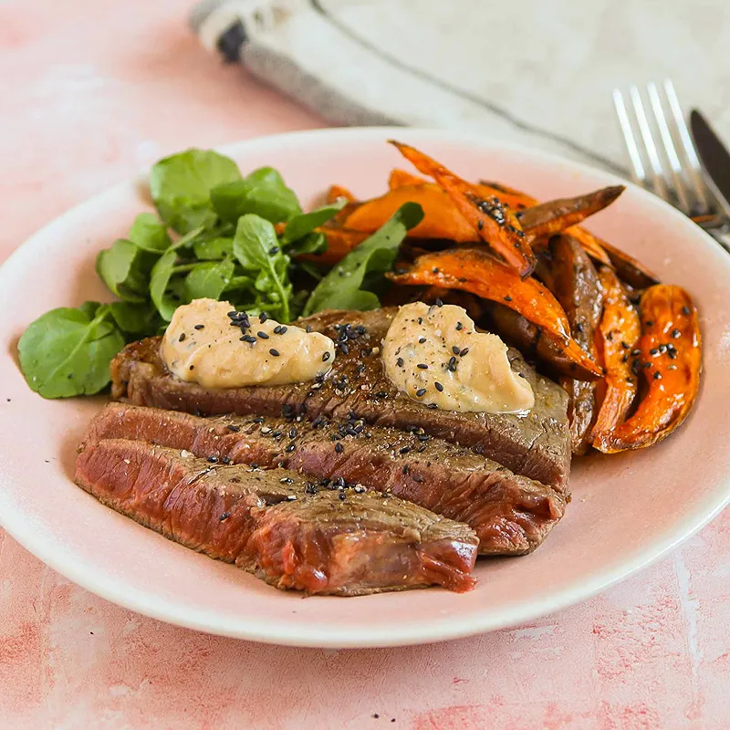Steak with sweet potatoes