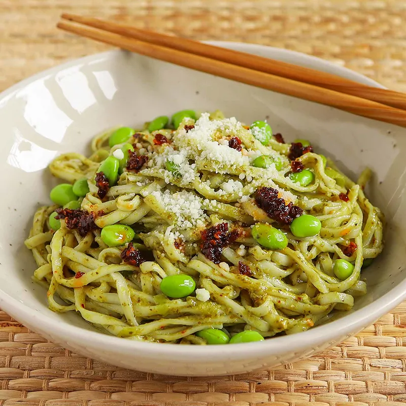 Miso with fresh basil pesto