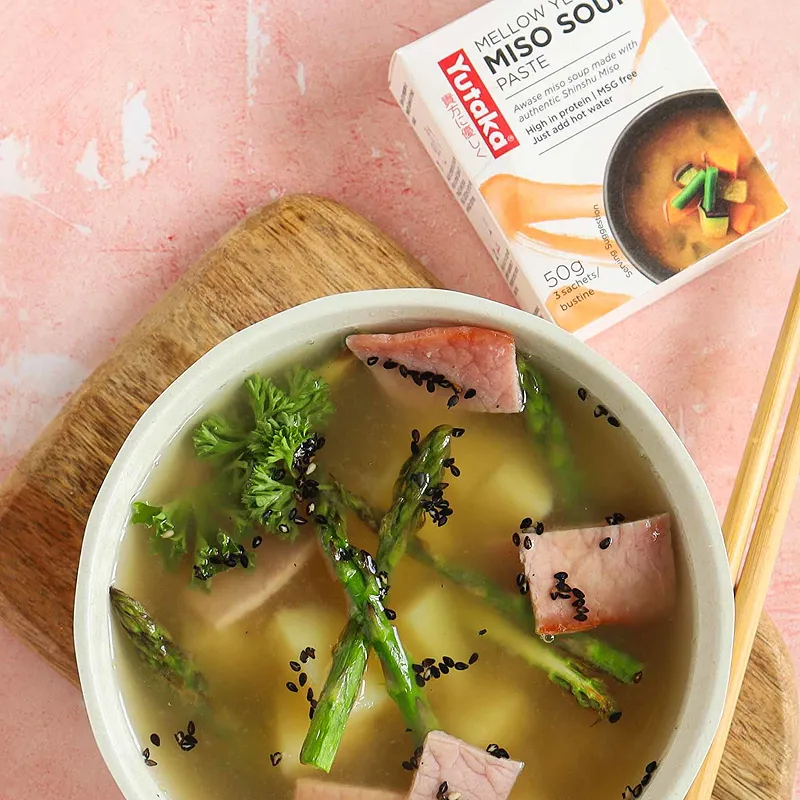 Miso Soup with Bacon and Asparagus