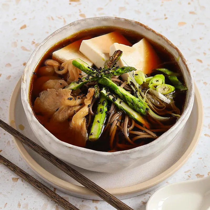 Mushroom, Asparagus and Tofu Soba